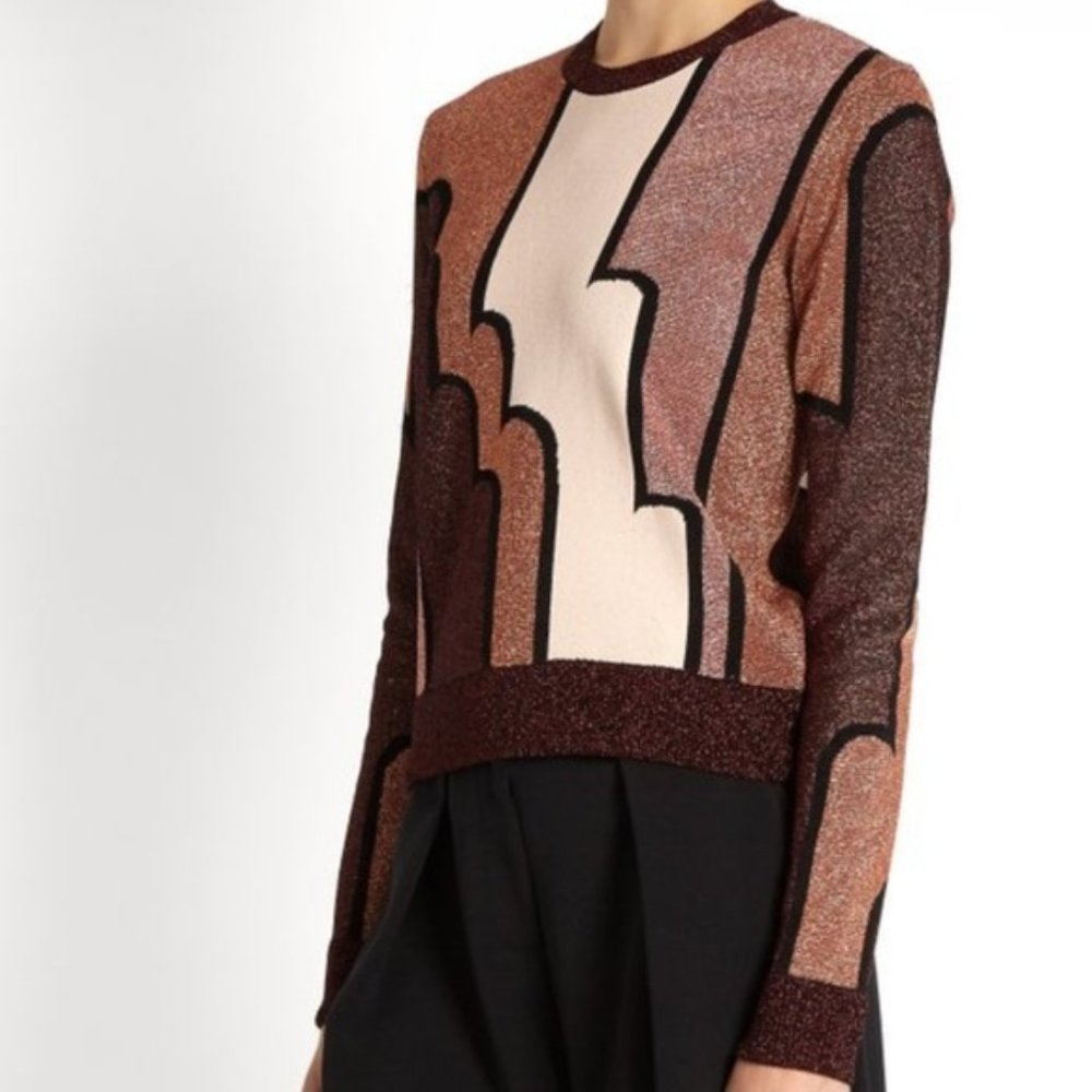 Roksanda Brown Rose Gold Geometric Sweater